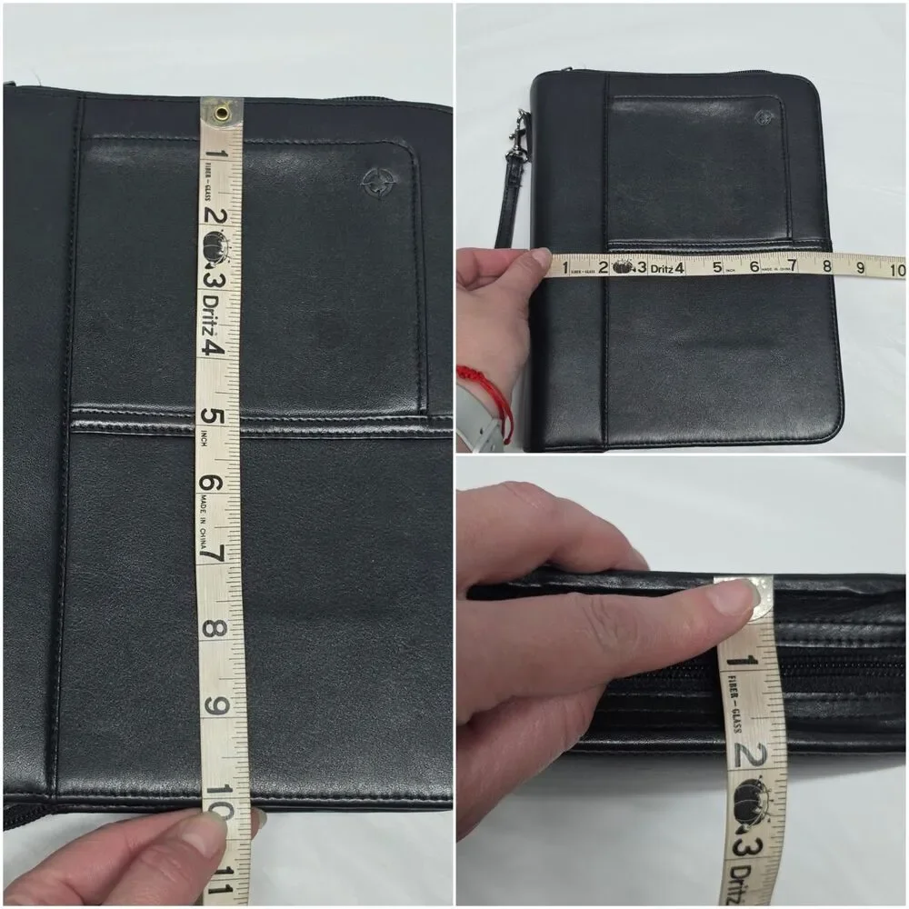 Vintage Franklin Covey 7 Rings Full Grain Nappa Black Leather Binder w/Window